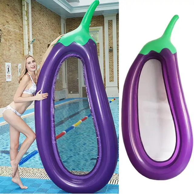 Summer Swimming Pool Floating Iatable Eggplant Mattress Swimming Ring Circle Island Cool Water Party Toy Water Hammock Bed 1