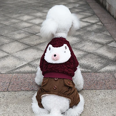 Dark Red Jumpsuit Jackets Dogs Costume Winter Warm Coats four legs Thicken Overalls for Yorkshire Teddy Dog Costume Outfit roupa cachorro - Цвет: Dark Red