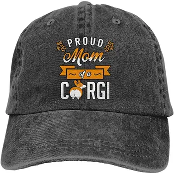 

Proud Mom of A Corgi Unisex Washed Denim Baseball Cap Sport Hat Adjustable Back Closure Trucker Hat