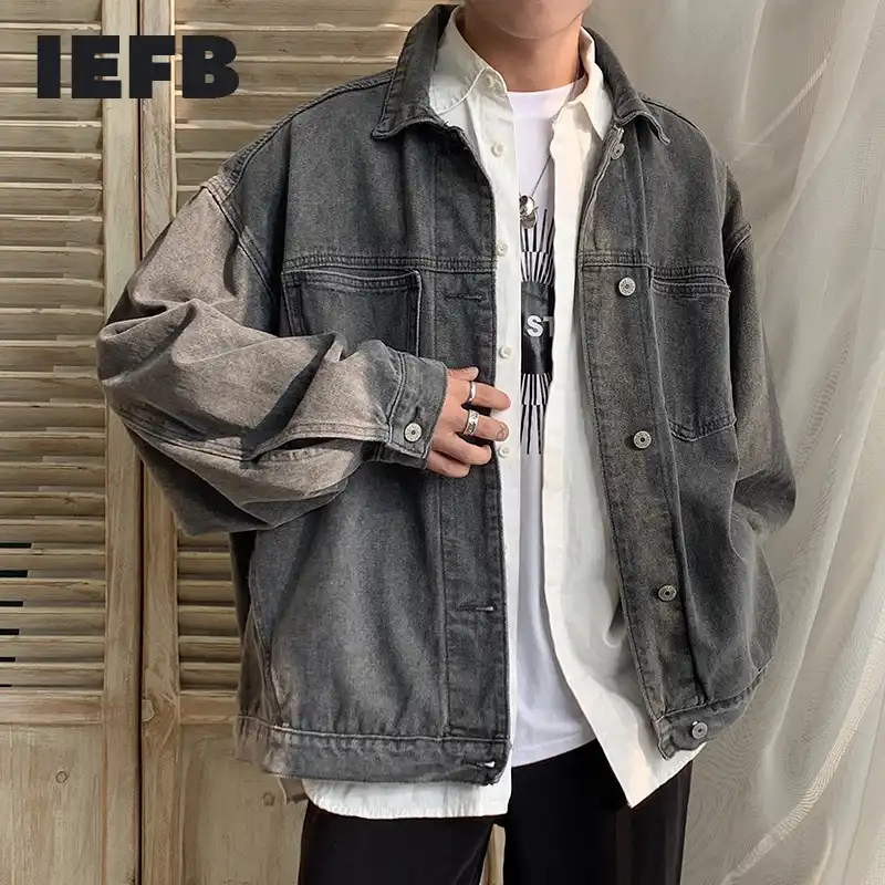 mens black oversized denim jacket