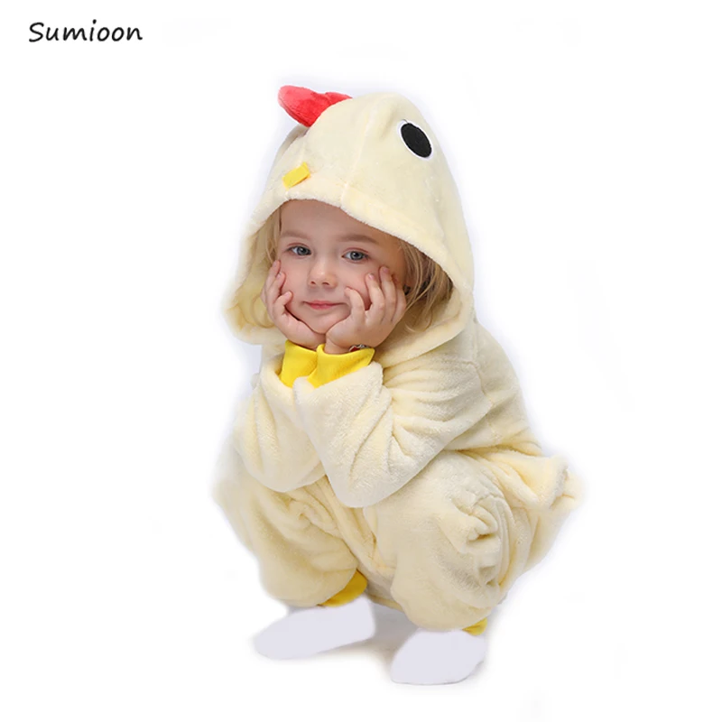 Chicken Kigurumi/Детские пижамы с единорогом для детей; фланелевые зимние пижамы для мальчиков и девочек с рисунком панды и единорога - Цвет: Chicken