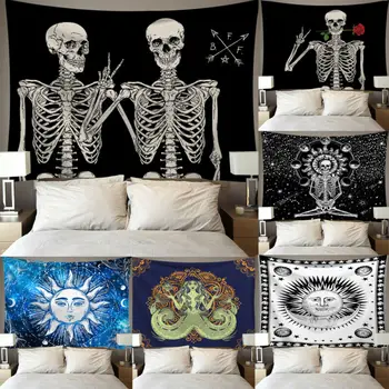 

Twin Human skeleton Tapestry Wall Hanging Mandala Blanket Throw Home Dorm Decor