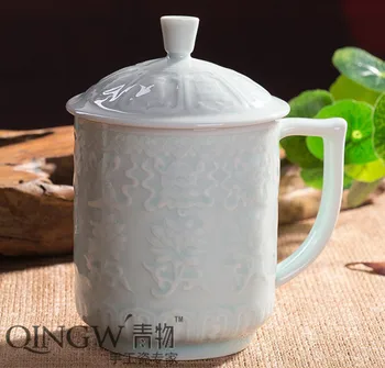 

Jindezhen Green Thing Ceramics Arts And Crafts Blue And White Porcelain Eight Boss Cup Bring Cover Thin Tire Porcelain To Work