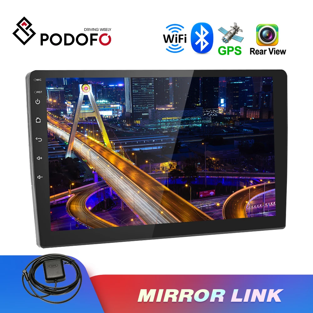 Автомобильный радиоприемник Podofo 2Din 10," HD Mirror link Автомобильный мультимедийный автомобильный радиоприемник с Bluetooth 2.5D Закаленное стекло сенсорный экран автомобильный MP5 плеер
