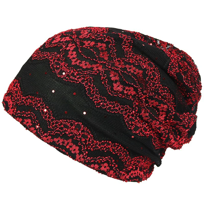 ELIfashion/Модные Двухслойные шапки с кружевами, хлопковые Модальные повседневные и модные для женщин в Четырех сезонах, 5 цветов - Цвет: 1