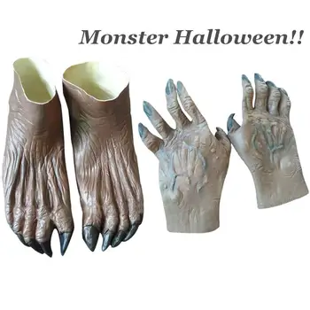

NEW Halloween Carnival Cosplay Werewolf Gloves Feet Hands Gloves Set Horror Wolf Claw for Masquerade Party Costume Parties