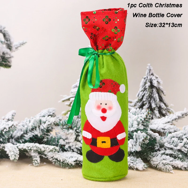 1Pc Santa Claus Рождественское украшение для дома, обертка для бутылки, Рождественское украшение, Санта-Клаус, Декор, Рождественская винная бутылка, чехол, с рождеством - Цвет: 1Pc Santa Claus