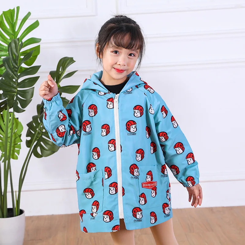 Hot Selling Cute Cartoon Men And Women Kids' Overcoat Trench Coat Double Layer Jacket Raincoat Jacket Spring And Autumn Hoodie