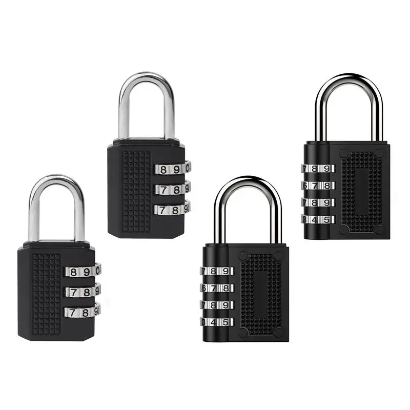 HLZS-4 Pack 4& 3-Digit Combination Padlock Zinc Alloy Waterproof and Clasp Combine Steel Locker Sports Gym Sport Case