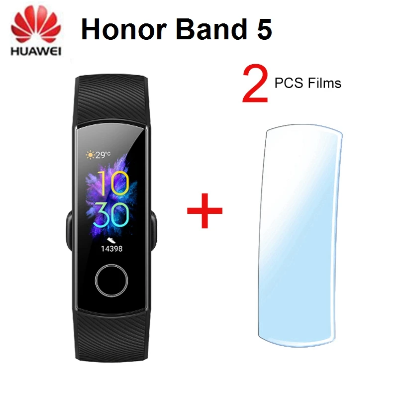 H Band 5 Add Films Смарт-браслет Huawei Honor Band 5 4, оксиметр AMOLED, сенсорный цветной экран, для обнаружения осанки, 5 АТМ, водонепроницаемый Honor Band - Цвет: H Band 5 Add Films