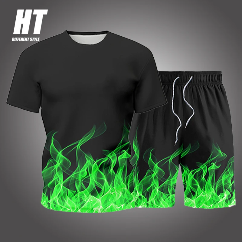 Conjuntos de 2 piezas para hombre, novedad de verano, trajes para el sudor, Camiseta con estampado 3D de llama + Pantalones cortos, ropa deportiva para hombre, chándal informal de moda