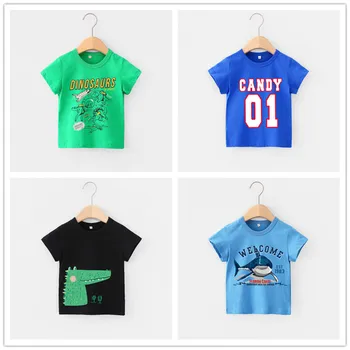 

new baby kids boys summer fashion boys T-shirts cotton cars Dinosaur tops tees baby casual clothing kids Tees tops clothes 4018