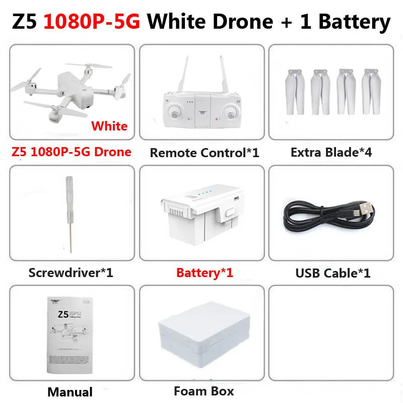 SJRC Z5 Профессиональный складной Дрон с камерой 1080P HD gps 5G Wifi FPV оптический поток Радиоуправляемый квадрокоптер Вертолет игрушки SG106 E58 - Цвет: White 1080P 5G 1B F