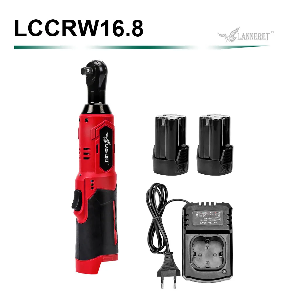 Red 2pcs batteries LANNERET электрический ключ с трещоткой Аккумуляторный ключ 16,8 в 3/" Леса 70 нм крутящий момент Трещотка с розетками рукав - Цвет: Red 2pcs batteries