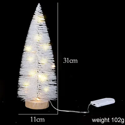 white 31cm Мини изысканные Рождественские елки белые розовые маленькие елки с огнями рождественские подарки Рождественские елки с блестками рождественские реквизиты - Цвет: white 31cm