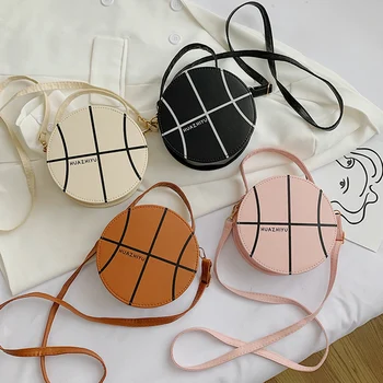 

Fashion Basketball Pattern Women Shoulder Bags Portable Round Circle Crossbody Messenger Pouch Youth Ladies Simple Versatile Bag