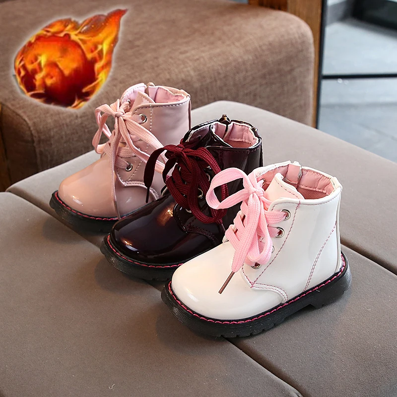 DoGeek Niños Botas de Nieve Impermeable Bota de Invierno Zapatos Calientes Rosa Negro y Morado