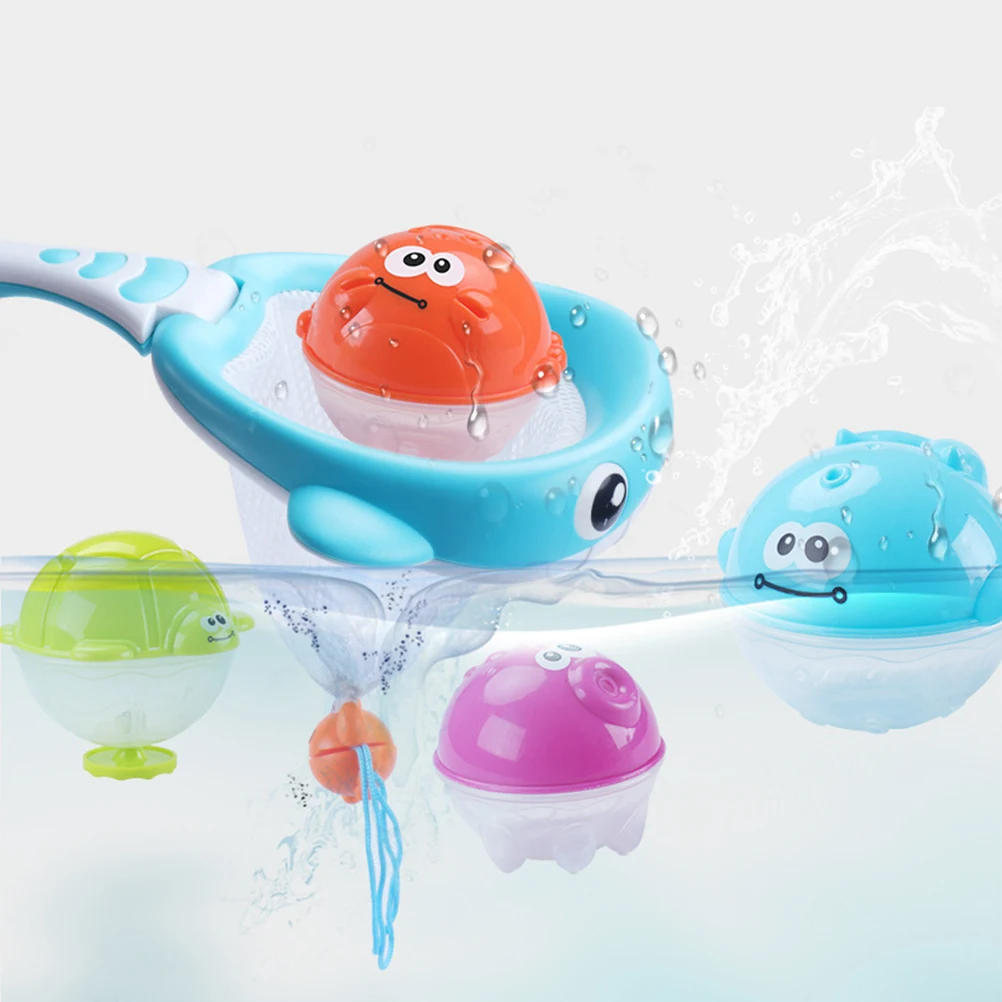 2 In 1 Children Bath Toys Ball Fishing Network Bag Pick Up Toy Kids Shooting Shower With Spoon Net Summer Play Water Bath Toy#30