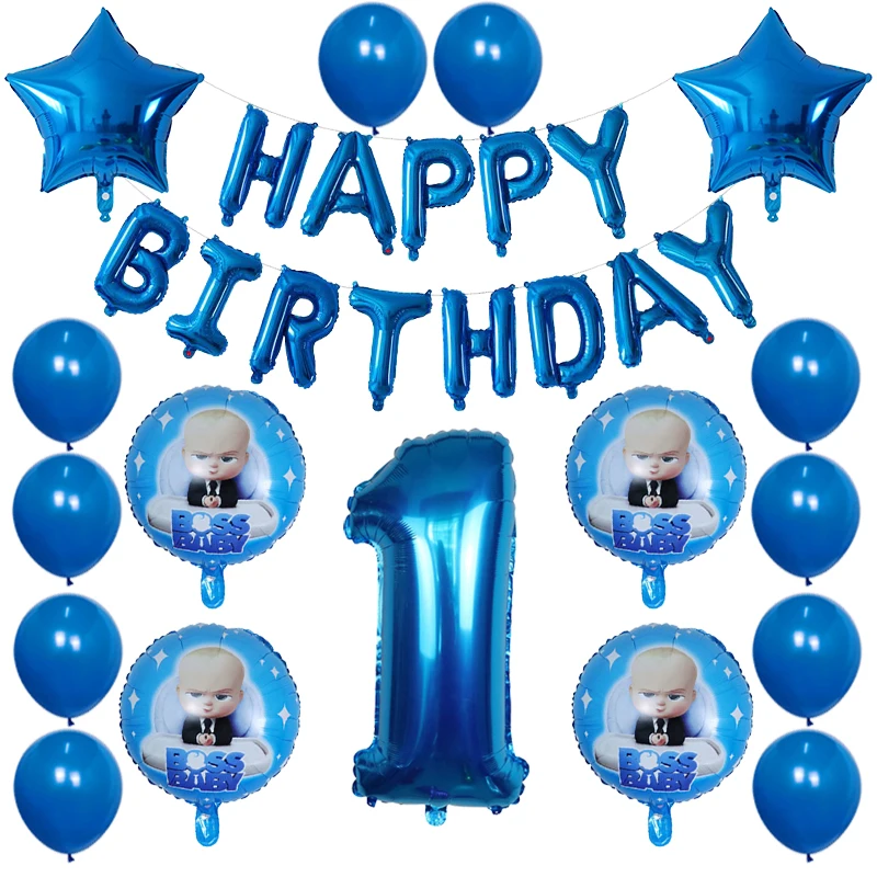 29Pcs Cartoon Boss Baby Balloon 30 Pollici Numero Foil Palloncini Ad Elio Baby Shower 1 ° Compleanno Decorazione Per Feste Lattice Air Globos