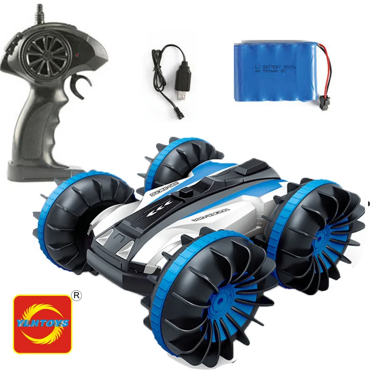 

Large Size Four-Wheel Drive Remote Control Shui-lu Amphibious Stunt Car 2.4G Waterproof And Double-Faced Traveling Tank Toy Doub