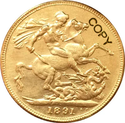 24 K позолоченная британская копия монет 1891