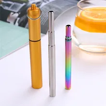 Красочные телескопические соломы с чистящей щеткой переносной стакан практичный набор соломинок из нержавеющей стали