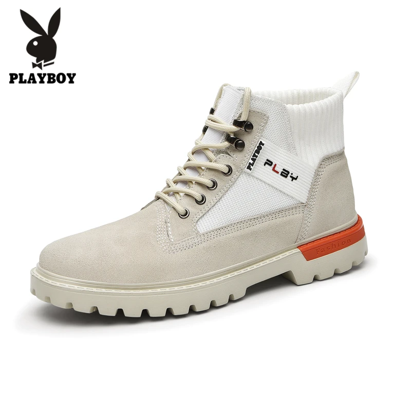 PLAYBOY/Новые мужские ботинки; повседневная обувь из высококачественной кожи; сезон осень-зима; рабочие ботинки в стиле ретро; обувь на платформе; водонепроницаемые ботинки - Цвет: sand