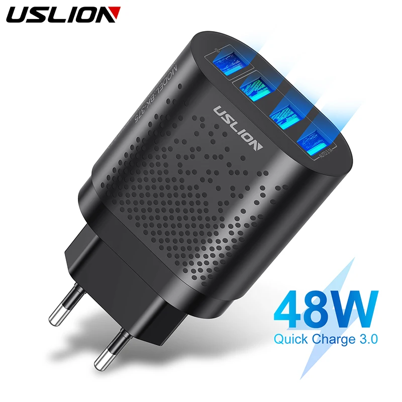 Сетевое зарядное устройство USLION с 4 USB-портами и поддержкой быстрой зарядки 3 0 А 48