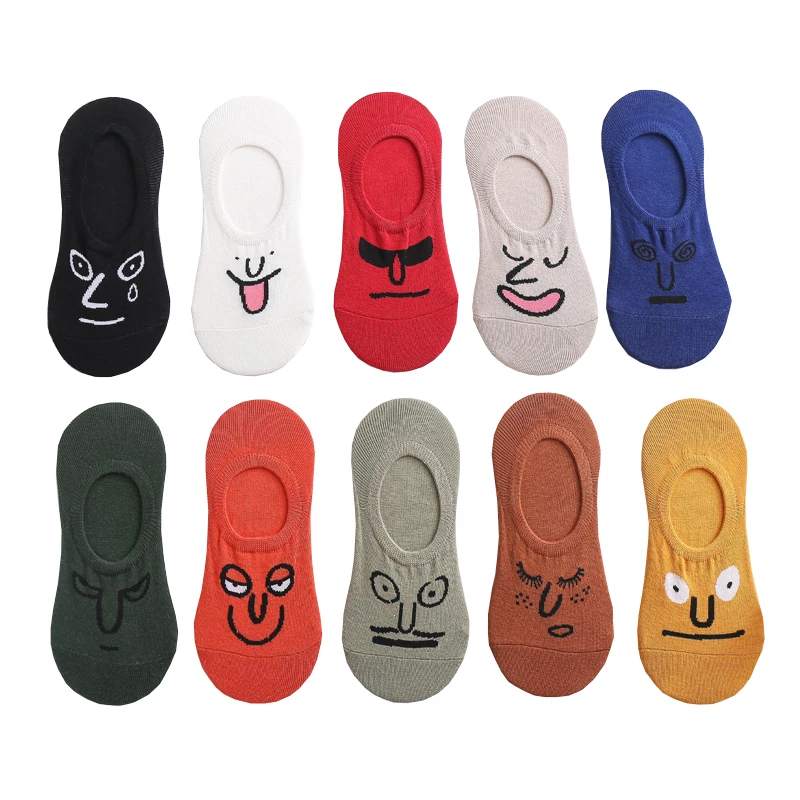 5 пар/упаковка вязанные женские носки хлопковые невидимые яркие цвета