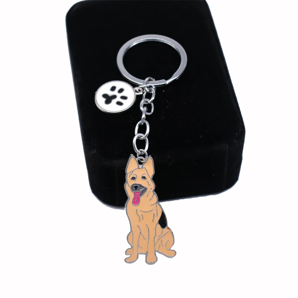 

Directly Sale Factory Metal Alloy Enamel Color Pet Key Chain German Shepherd Dog Key Holder Animal Lovers Decor Jewelry Custom