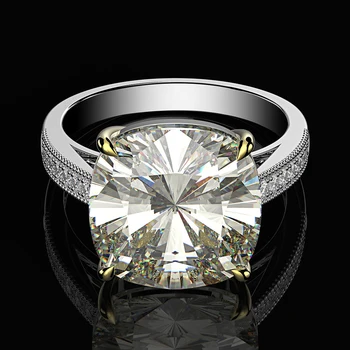 

Luxury 21.5 Carat Square Zircon 925 Sterling silver Engagement rings for women Sparkling 14*14mm CZ Wedding party jewelry Gifts