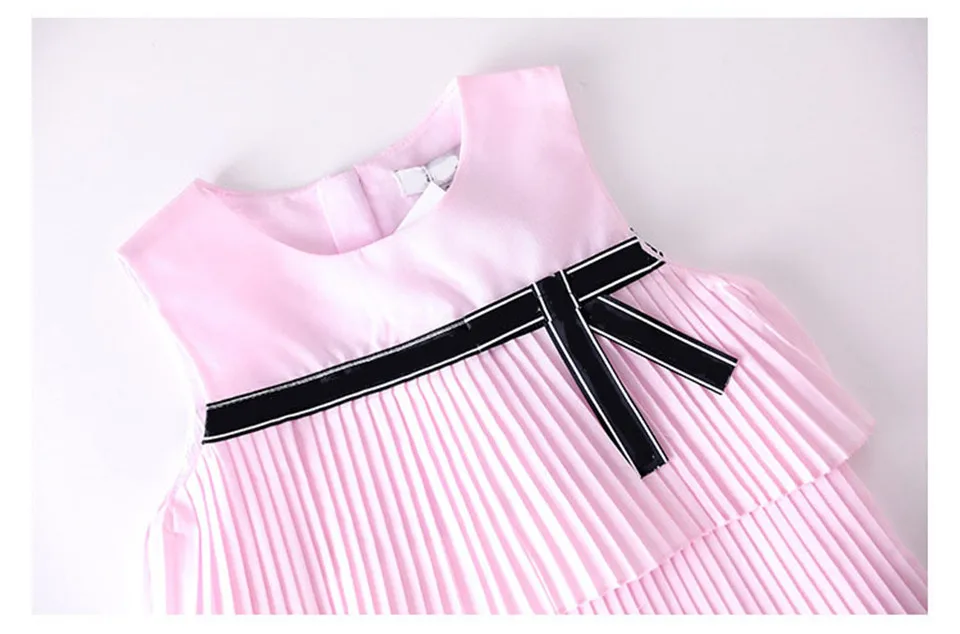 Summer Fashion Girl Dress Sleeveless Striped Belt Princess Dresses For Girls Cotton Birthday Party Wedding Children'S Dresses