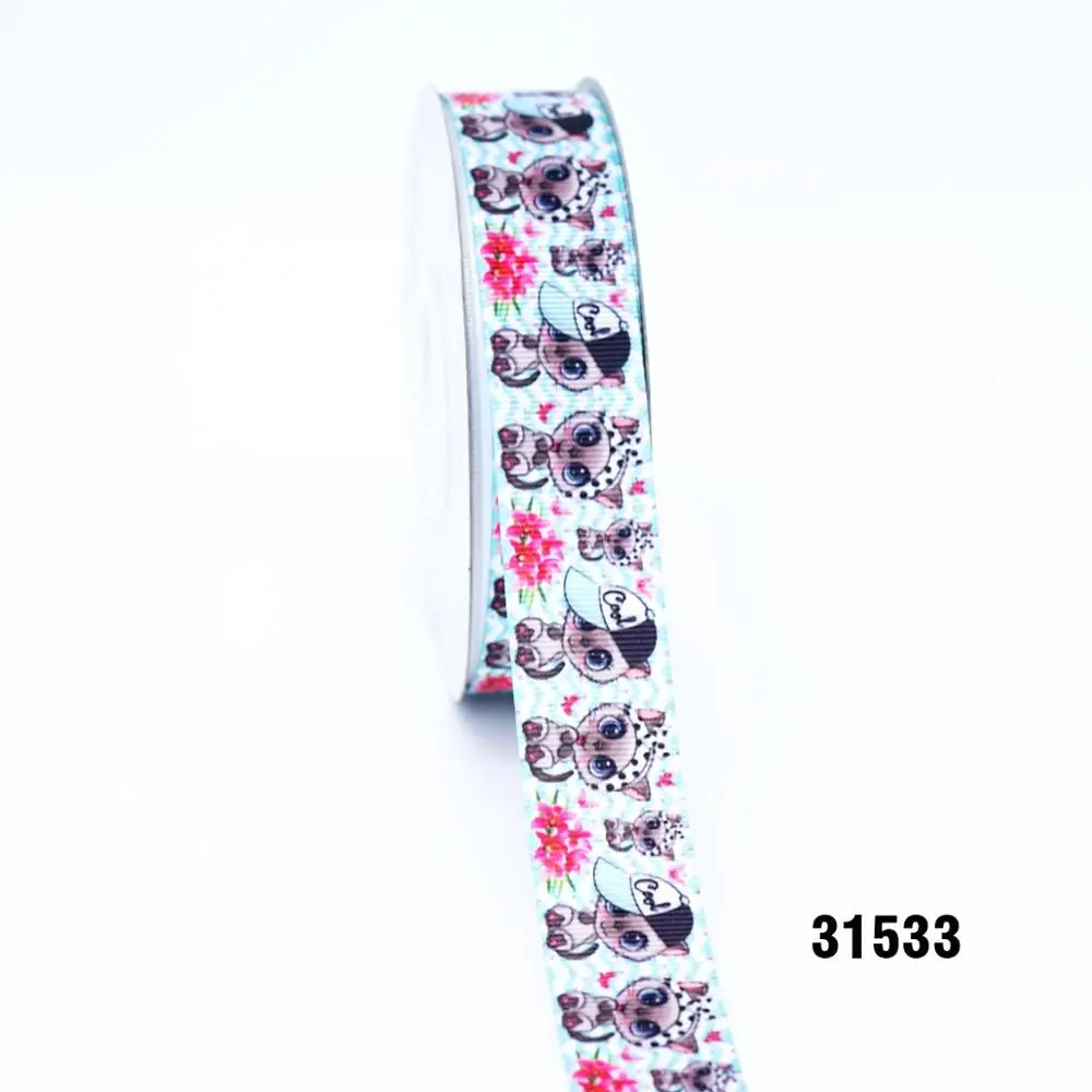 31533 DIY ремесло поставляет мультфильм персонаж напечатанный grosgrain ленты, атласная лента 50 ярдов. 31502 - Цвет: 31533