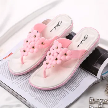 

Ladies Summer Flip-flops Sweet Flowers Slides Fashion Outdoor Flat Flip-flops Leisure Women Sandals Beach Shoes House Slides