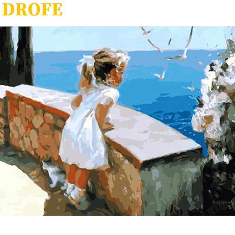 DROFE DIY Frame Painting By Numbers modern mural acrylic pigment unique home decoration hand painted gift 40x50cm Night Rain | Дом и сад