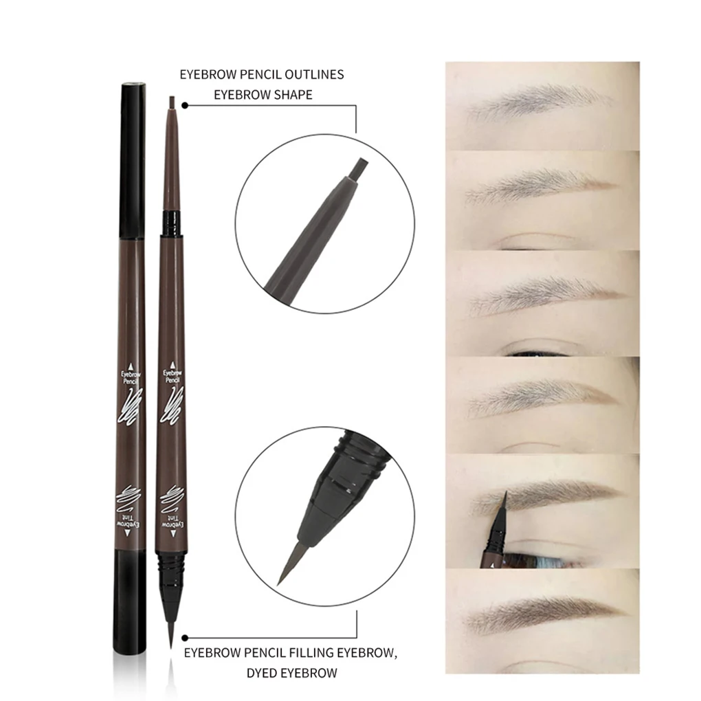 Waterproof Natural Long Lasting Dual Heads Liquid Eyebrow Paint Tattoo Pen Tint Makeup Cosmetics