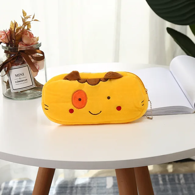 FUDEAM Soft Plush Cartoon Women Long Coin Purse Cute Zipper Girl School Stationery Pencil Case Usb Cable Storage Bag Key Wallet Dog B