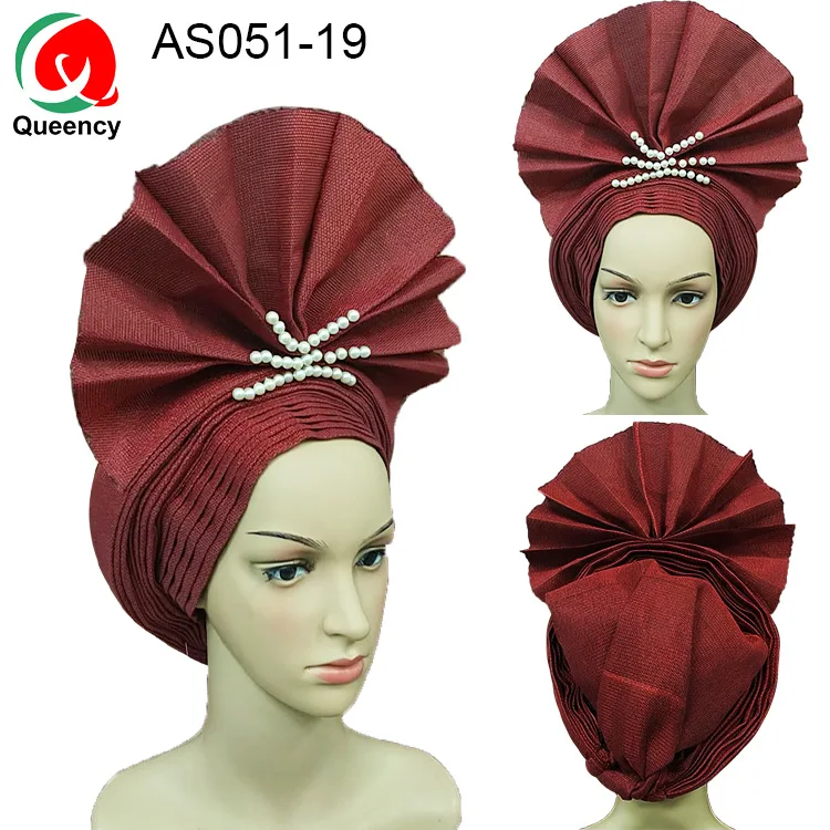 AS051-19 AS051 дизайн королевы и красивая Нигерия ASO OKE головной убор ручной работы авто геле с бисером для женщин для танцев вечерние и свадебные DHL - Цвет: AS051-19