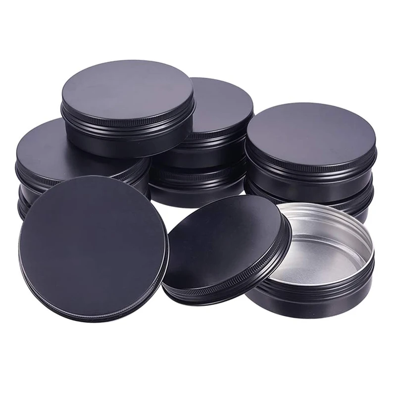 

48pcs 100g Black Aluminum Tin Jars, Round Aluminum Tin Cans Cosmetic Containers With Screw Cap Lid for DIY Crafts Travel Storage