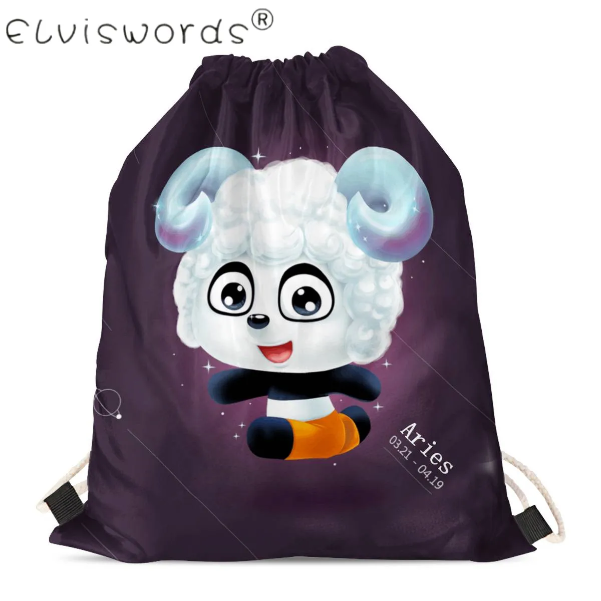 ELVISWORDS Twelve Constellation Cute Panda Designs Сумки на шнурке синие зеленые розовые подарочные пакеты для дам Дети Девочки Мальчики Рюкзак