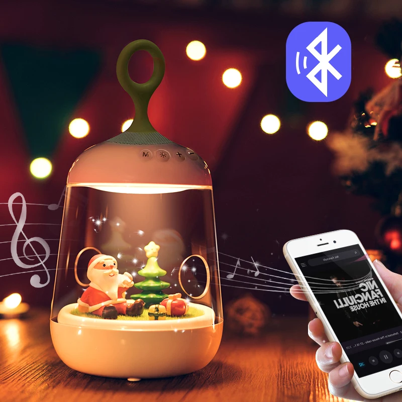 Растения для мини ландшафта дизайн беспроводной Bluetooth динамик яркая светодиодная лампа ночник Рождественская елка Санта Клаус ночник