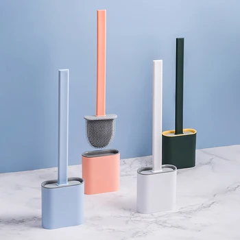 

Silicone Toilet Brush Long Handle Soft Bristled Toilet Cleaning Brush No Dead Angle Decontamination Toilet Floor-standing Hot
