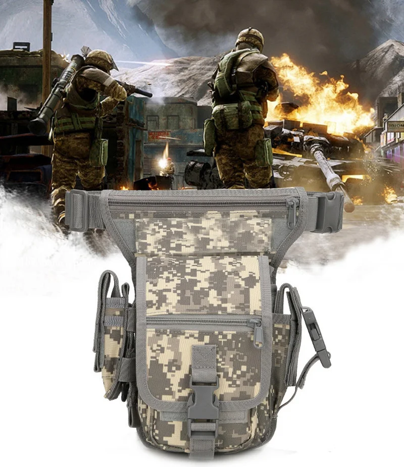 

Military Gear Tactical Small Bag Molle Pouch Drop Leg Bag Camouflage Hunting Fanny Pack Leg Pouch Hiking Cycling Bag