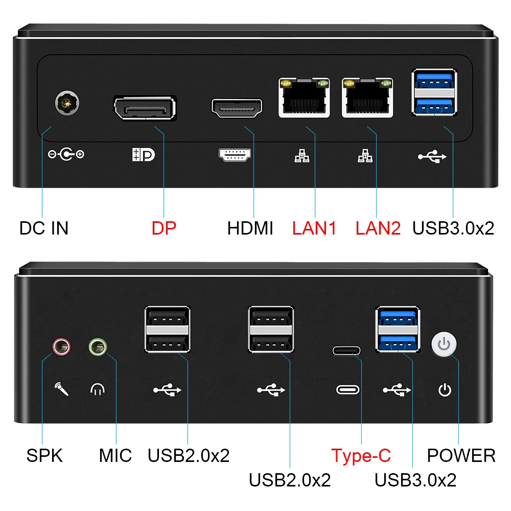 Mini PC Intel Core i7 7500U 8650U computadora Windows 10 2 * DDR4 M.2 SSD de 8 * USB DP tipo-C 2 *