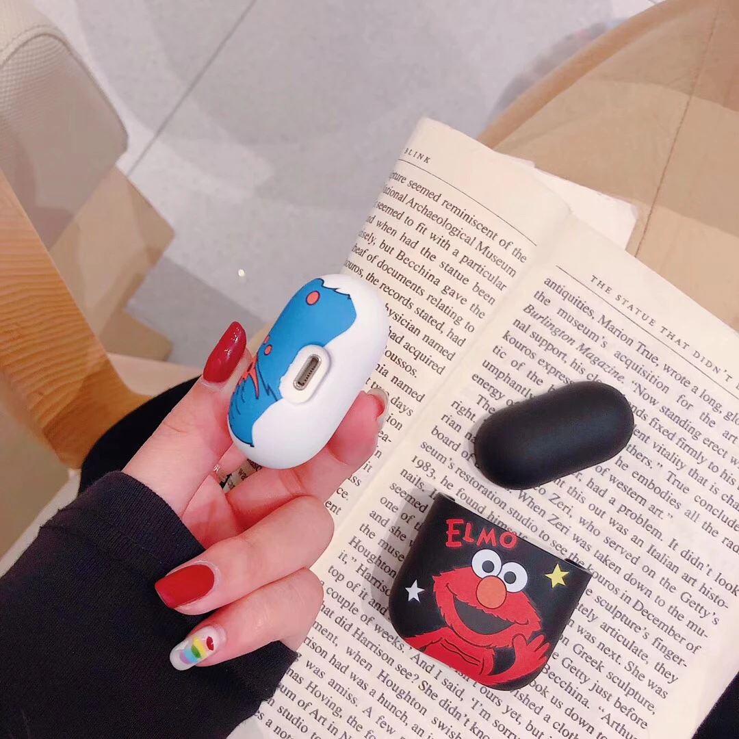 Симпатичные Улица Сезам печенье elmo Жесткий ПК для Apple Airpods 1/2 противоударный чехол для новых AirPods беспроводной Bluetooth наушники чехол