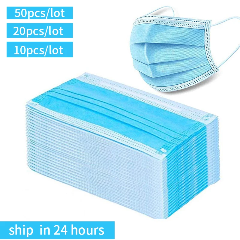 

50pcs/lot Disposable Face Masks Dust Breathable Earloop Face Mask,Anti Fog Dust-proof Non-woven Melt Blown Three-layer Mask