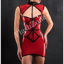 Женское новое модное сексуальное латексное платье+ корсет