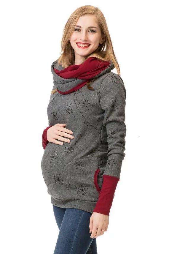 ENXI/зимние топы для беременных; одежда для грудного вскармливания; топы для кормящих и беременных; Одежда для беременных женщин; Толстовка для беременных