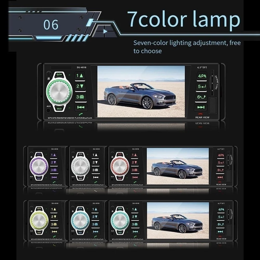 MP5 Автомагнитола 1 Din 12 V 4,1 дюймов сенсорный экран Авто Аудио Зеркало Ссылка RDS Bluetooth Камера заднего вида стерео
