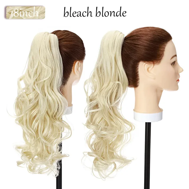 S-noilite Synthetic 12-26inch Claw Clip On Ponytail Hair Extension Ponytail Extension Hair For Women Pony Tail Hair Hairpiece bleach blonde